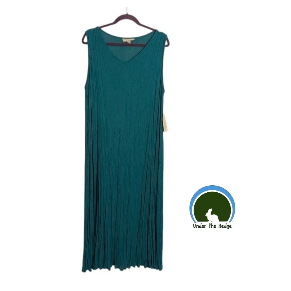 New Woman Within Teal Crinkle Rayon Maxi Dress Size 1X 22/24 Lagenlook